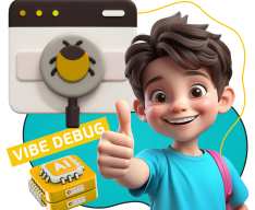 Тестирование & Vibe Debug. Охотники за багами - КИБЕРшкола программирования для детей, компьютерные курсы для школьников, начинающих и подростков - KIBERone г. Чебаркуль