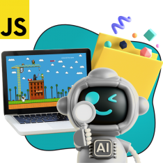 Язык программирования JavaScript + AI. Проектное обучение + геймификация + AI-помощники - КИБЕРшкола программирования для детей, компьютерные курсы для школьников, начинающих и подростков - KIBERone г. Чебаркуль